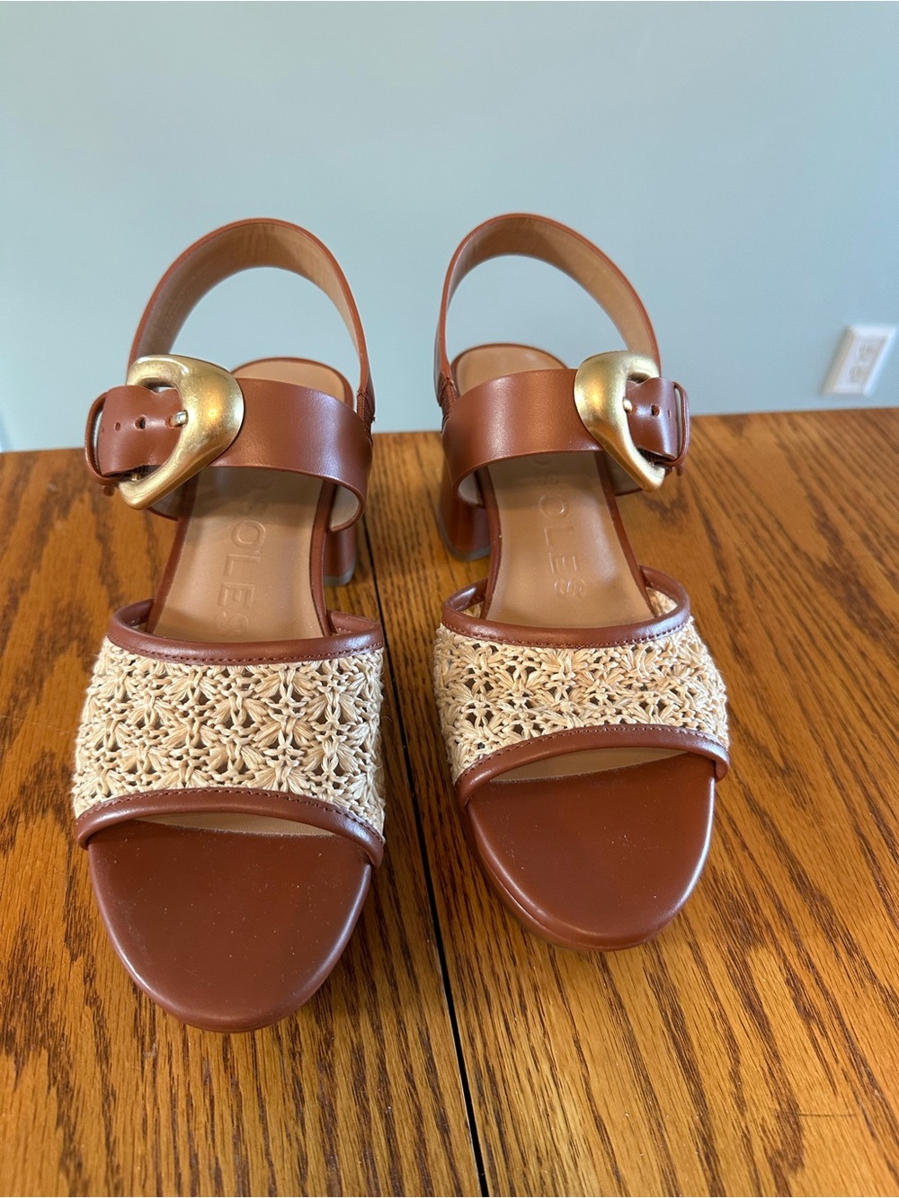 Aerosoles Platform Woven Raffia Block-Heel Sandals - Brown